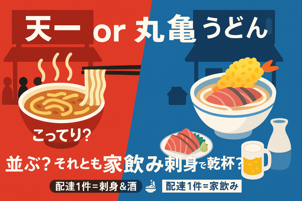 「天一と丸亀の安い日に迷って結局刺身で家飲み
