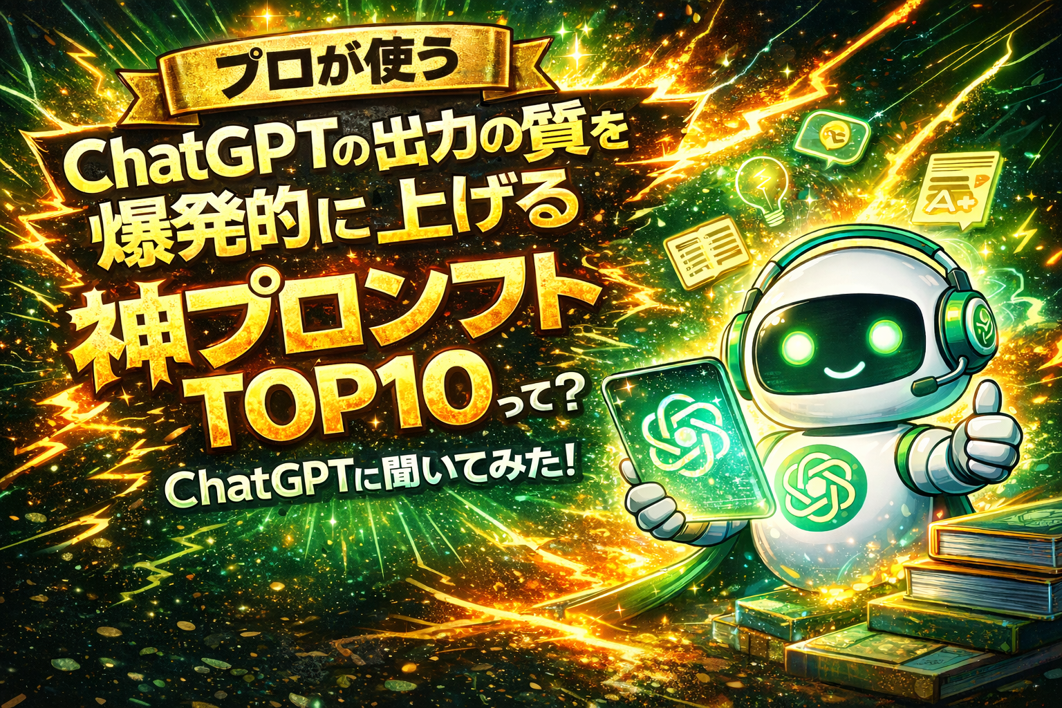 プロが使う「ChatGPTの出力を爆発的に上げる神プロンプトTOP10」を実例付きで解説。