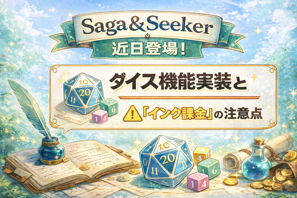 Saga & Seeker（サーガ＆シーカー）近日登場｜ダイス機能実装と「インク課金」の注意点