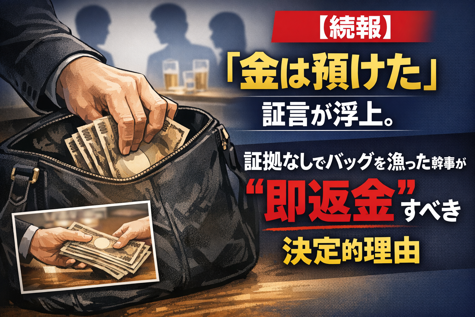 【続報】「金は預けた」証言が浮上。証拠なしでバッグを漁った幹事が“即返金”すべき決定的理由