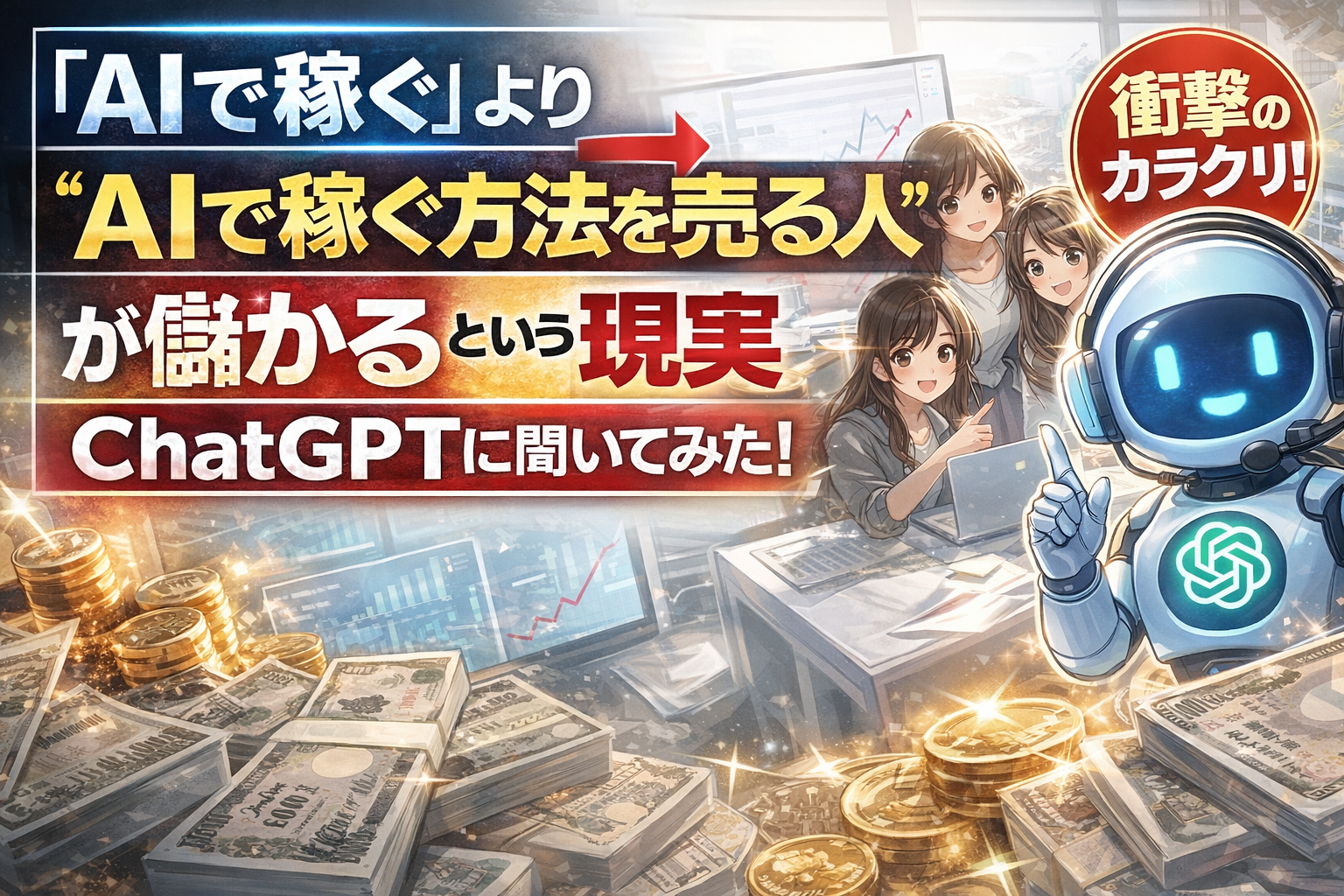 「AIで稼ぐ」より“AIで稼ぐ方法を売る人”が儲かるという現実についてChatGPTに聞いてみた！　