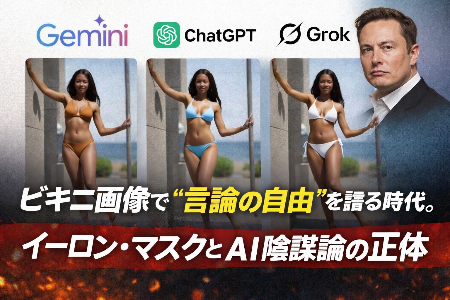 ビキニ画像で“言論の自由”を語る時代。イーロン・マスクとAI陰謀論の正体